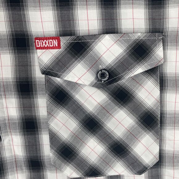 Dixxon Flannel Button Plaid Short Sleeve Shirt Mens 4XL White Black Red D-Lux - Picture 3 of 9
